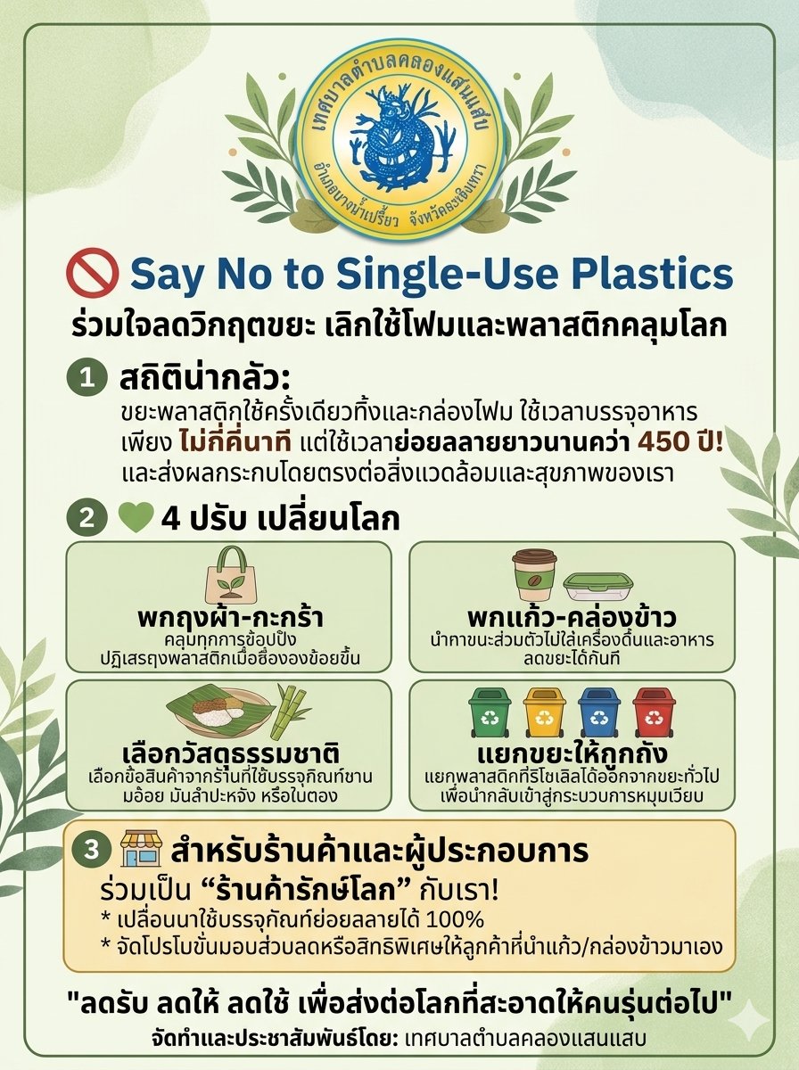 ???? Say No to Single-Use Plastics ร่วมใจลดวิกฤตขยะ เลิกใช้โฟมและพลาสติกคลุมโลก